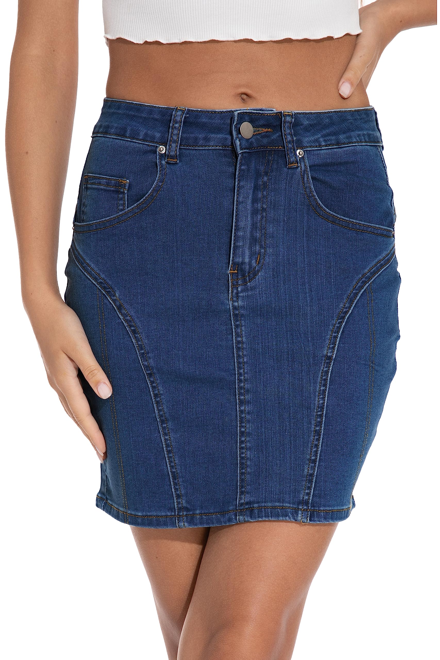 GUANYY Women's Bodycon Stretch Denim Mini Skirt - Slim Fit & Stylish