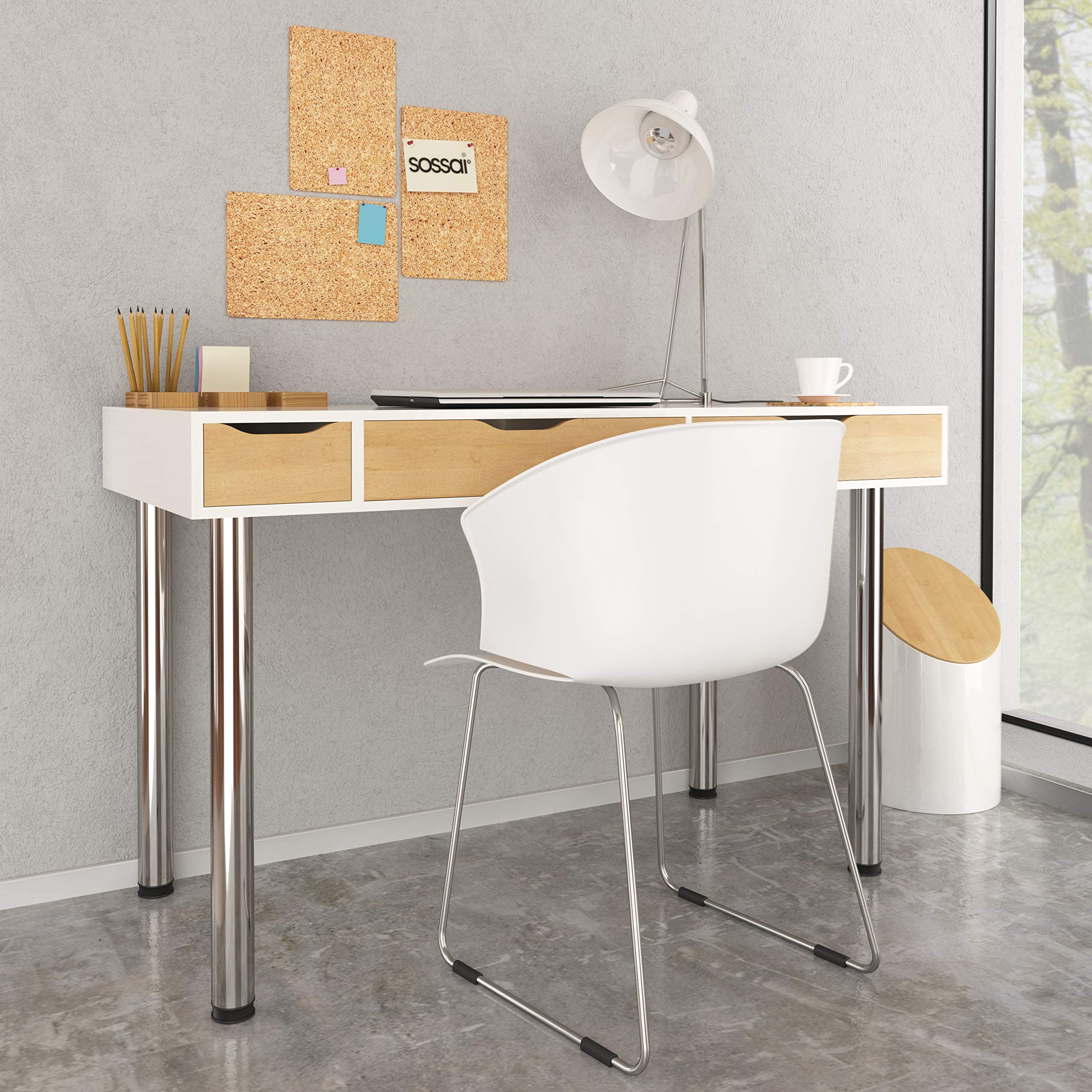 Sossai® Premium Patas de Mesa TBCH | Regulable en Altura | Diseño: Cromo | 4 Piezas | Altura: 71 cm (710 mm) Ajustable + 2cm | Accesorios de Montaje incluidos