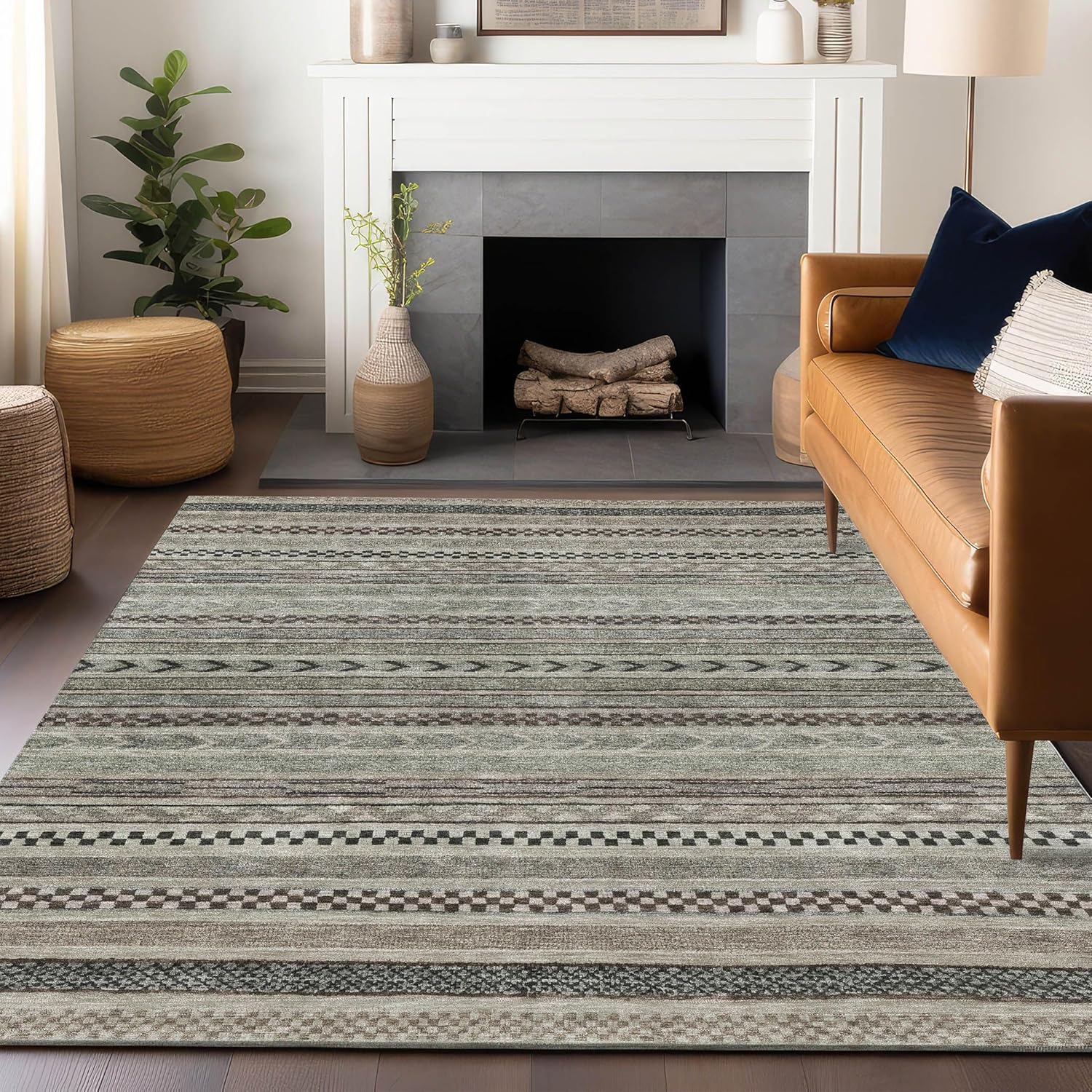 Addison Rugs Chantille ACN1625 Taupe 2'6" x 3'10" Indoor/Outdoor, Machine Washable, Easy Clean, Non Shedding, Bedroom, Living Room, Dining Room, Kitchen, Patio Rug