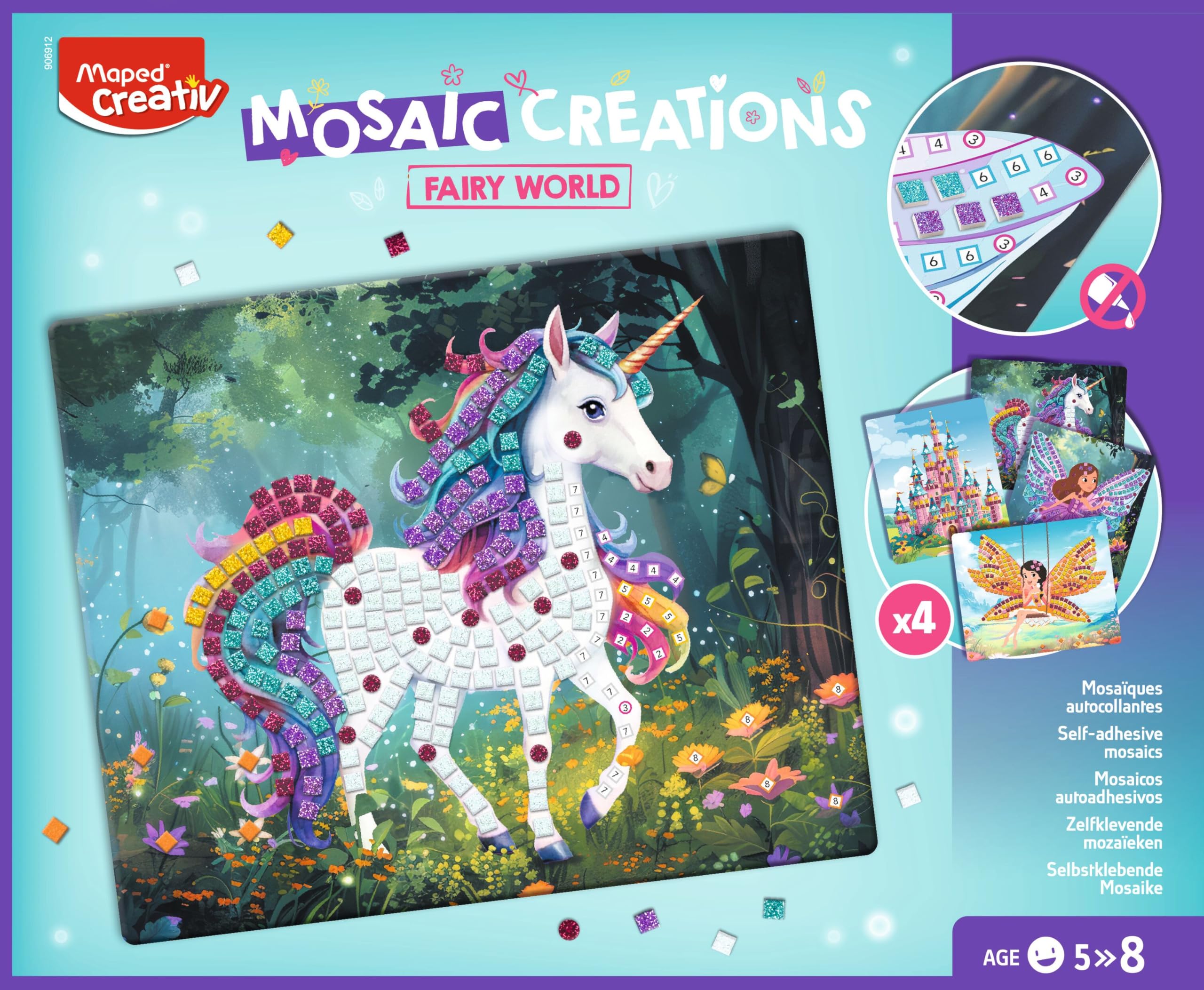 Maped Creativ Mosaic Creations Fairy World - Activity Mosaic Fairies - Colourful and Self-Adhesive Boards - from 5 Years
