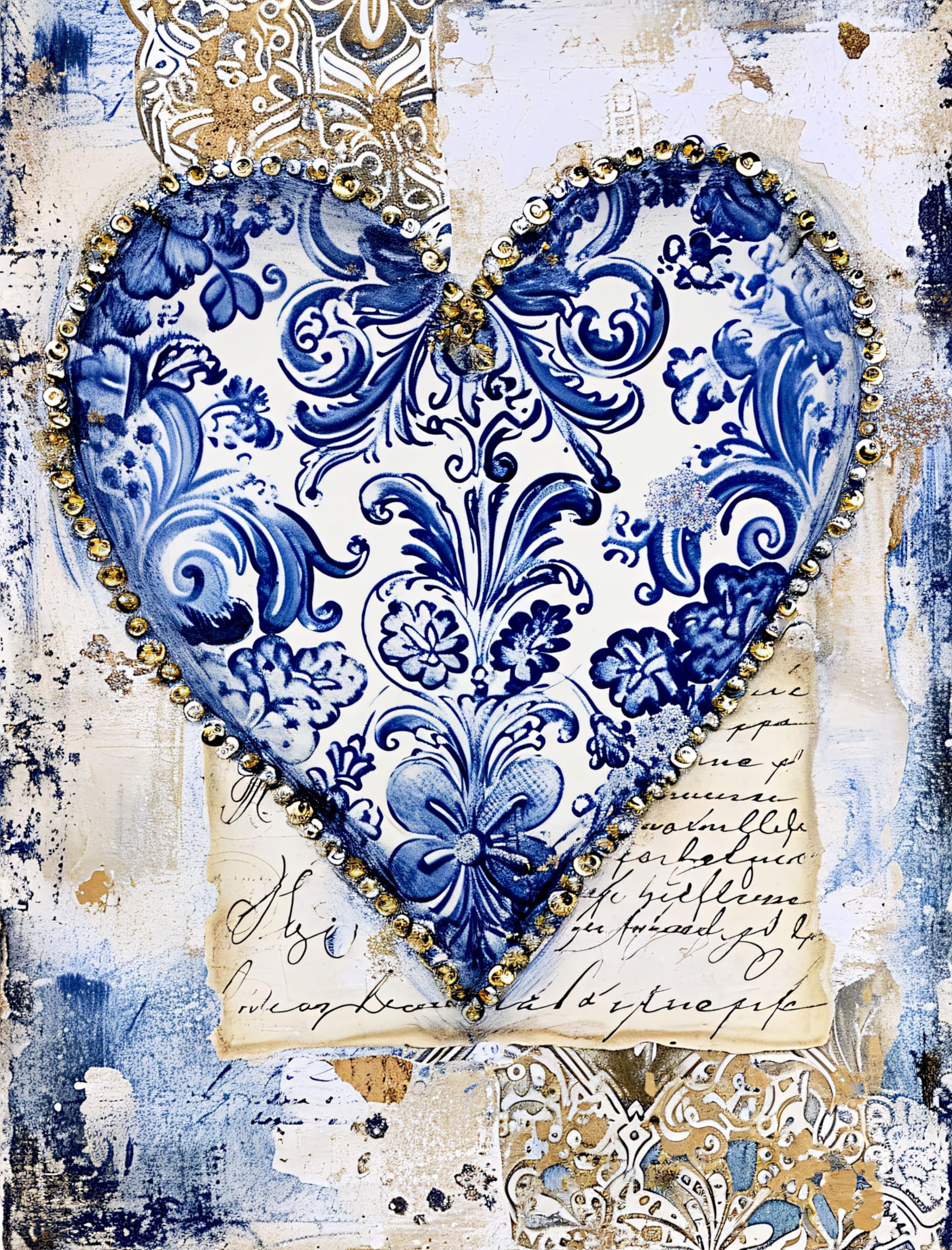Delfter Reispapier, Herzen, 20,3 x 26,7 cm (A4), 6 Stück, 6 einzigartige Designs, vielseitige Decoupage-Designs für Kunstprojekte und Bastelarbeiten CRAFT KREATIVELY