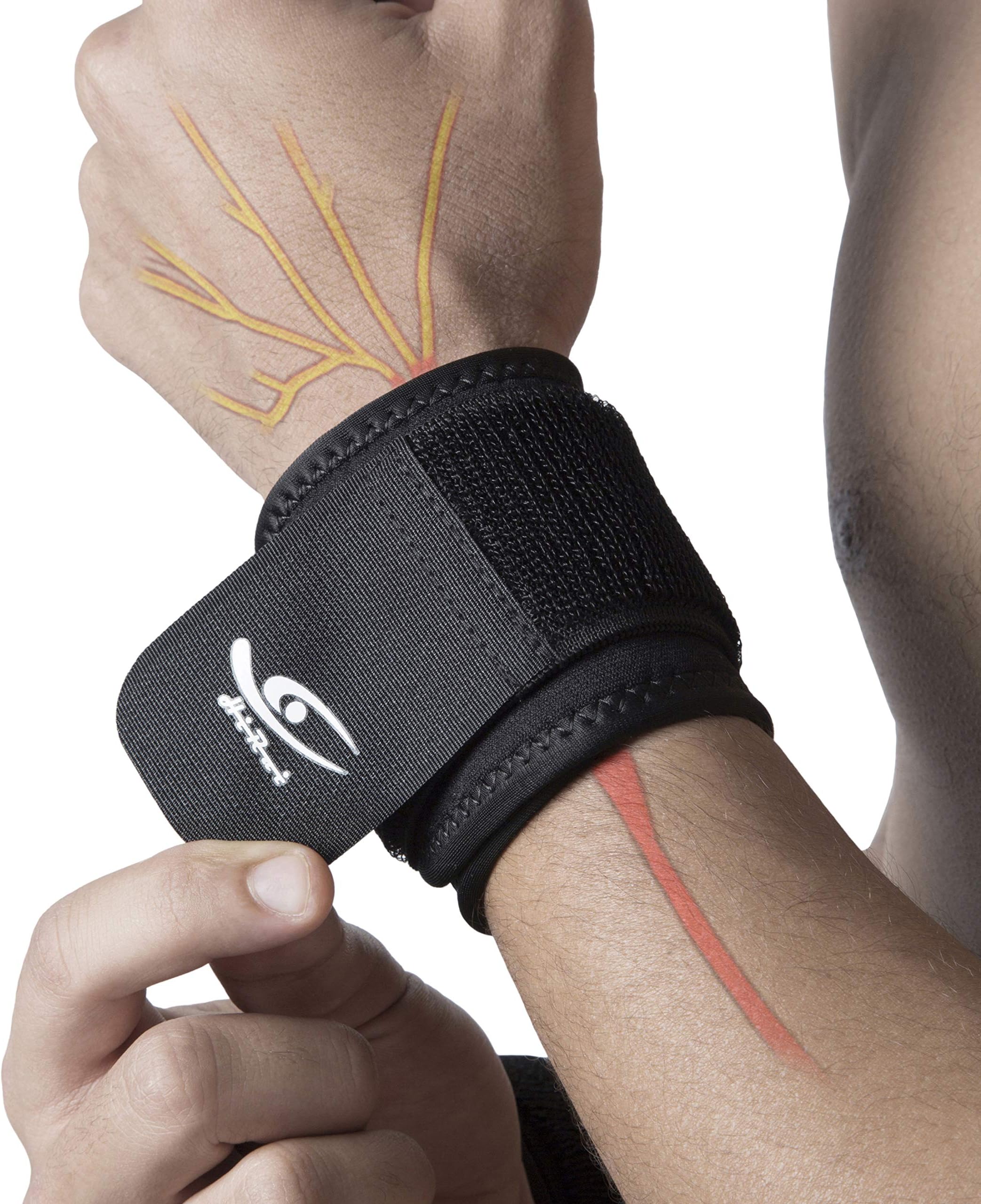 HiRui 2 PACK Wrist Compression Strap and Wrist Brace Sport Wrist Support for Fitness, Weightlifting, Tendonitis, Carpal Tunnel Arthritis, Pain Relief-Wear Anywhere-Unisex,Adjustable
