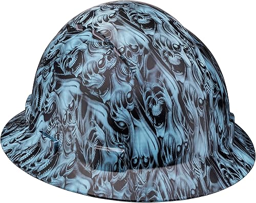 Miniatura 8 de ACERPAL Casco de construcción OSHA de ala completa ventiladodiseño de calavera con acabado mate con suspensión de 6 puntos