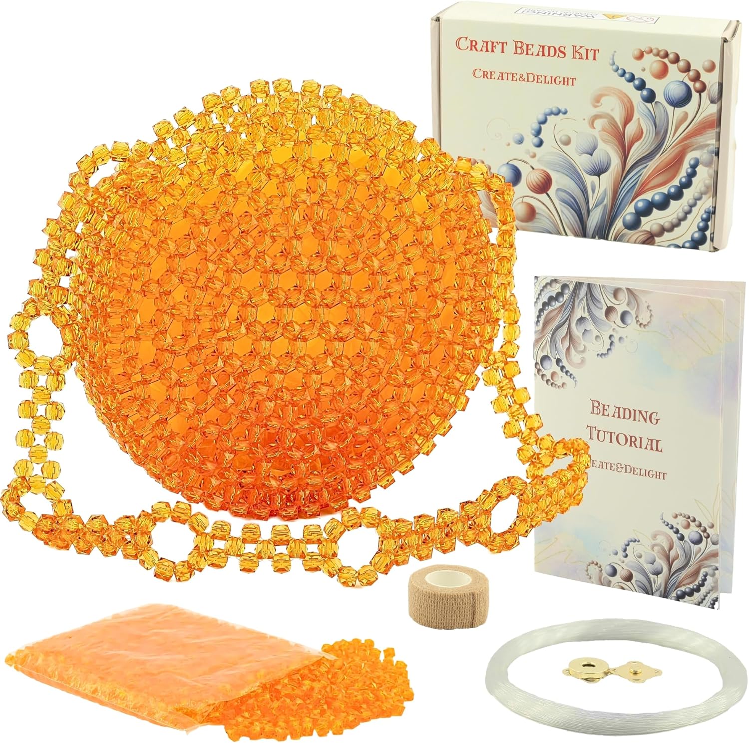 Arts et artisanat pour adultes Fournitures artisanales pour tisser de jolies choses perl&eacute;es. Kits DIY pour adultes - Loisirs pour femmes, cadeaux pour adolescents. Fournitures artistiques pour kit de perles. Tutoriel vid&eacute;o &eacute;tape par &eacute;tape. Orange