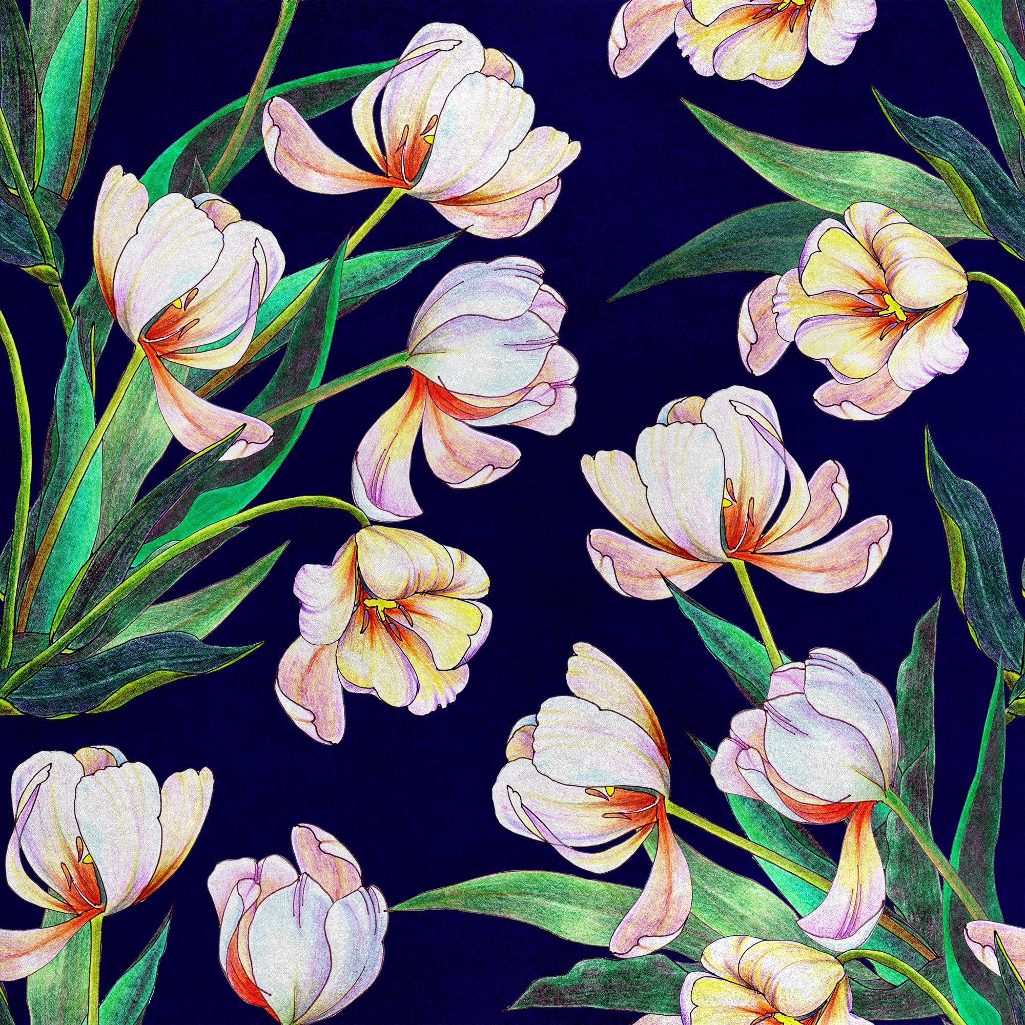 HEKO PANELS Tkanina velvet obiciowa drukowana, Tulipany, 3 metry 140x300cm
