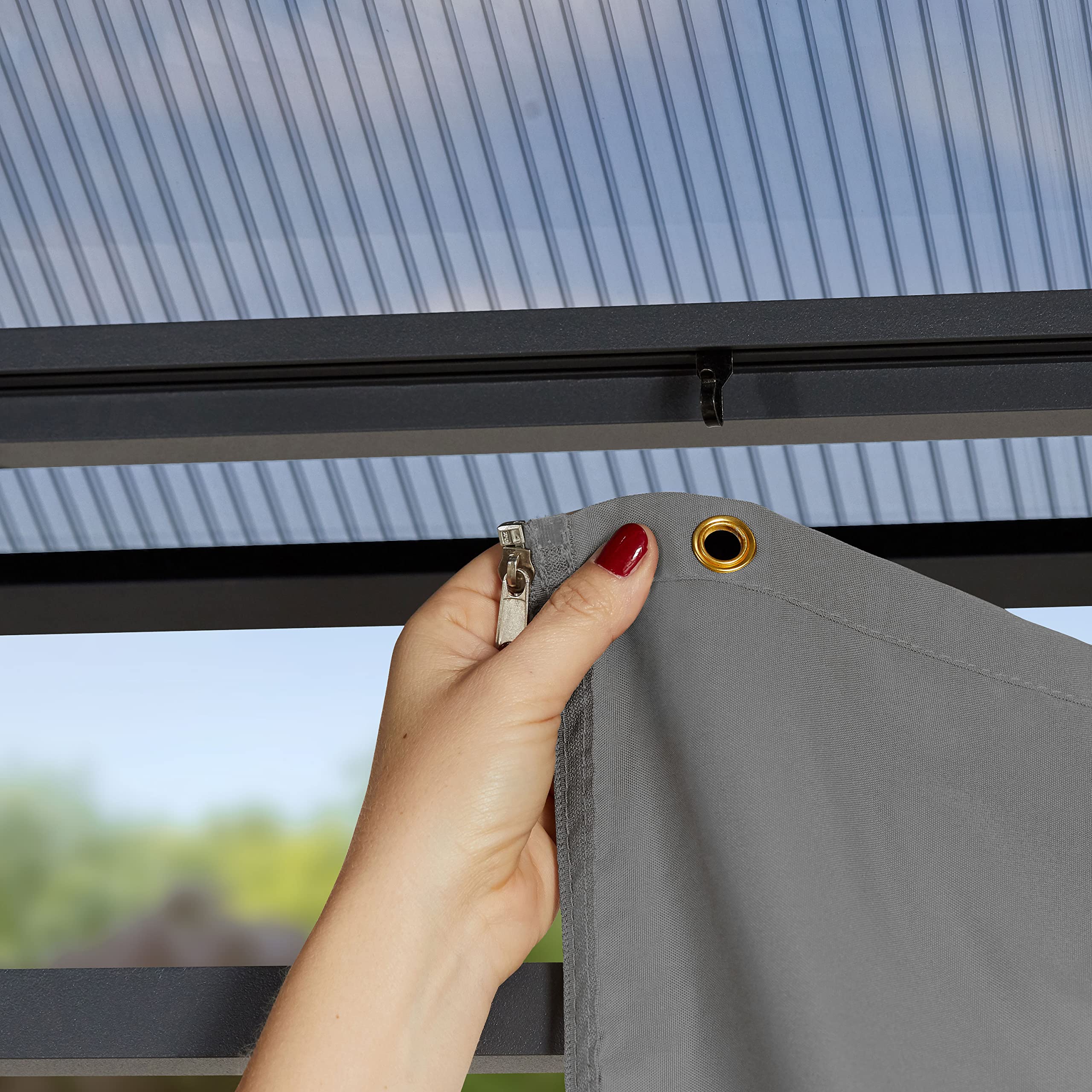 TOOLPORT Tonnelle de Jardin 3x4 m Structure en Aluminium Toit Polycarbonate épaisseur env. 8 mm pavillon de Jardin Gris