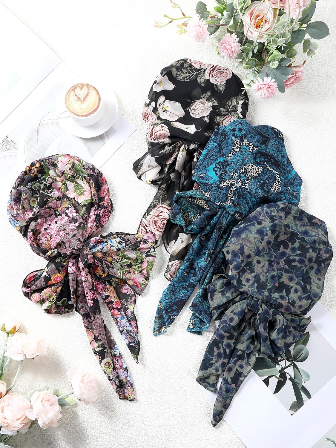 4 Pcs Chemo Headwear for Women, Cancer Chemo Head Wraps Turbans for Women Patients Breast Cancer Month Gifts - Image 7