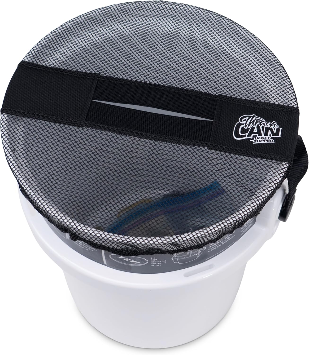 Bucket Cover - 5 Gallon Trash Can Cover Converter for Boat Buckets - Fishing & Boating Accessories - Black Mesh - 2 Pack