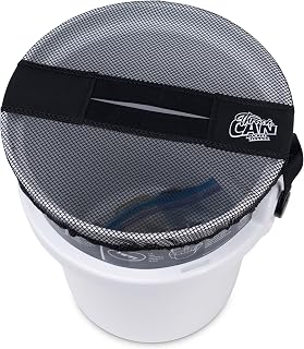 5 Gallon Bucket Lid - Multi-Purpose Boat Trash Can Cover Converter with Opening for Fishing Bucket, Bait Bucket or Trash Can, Fishing & Boating Accessories - Black Mesh