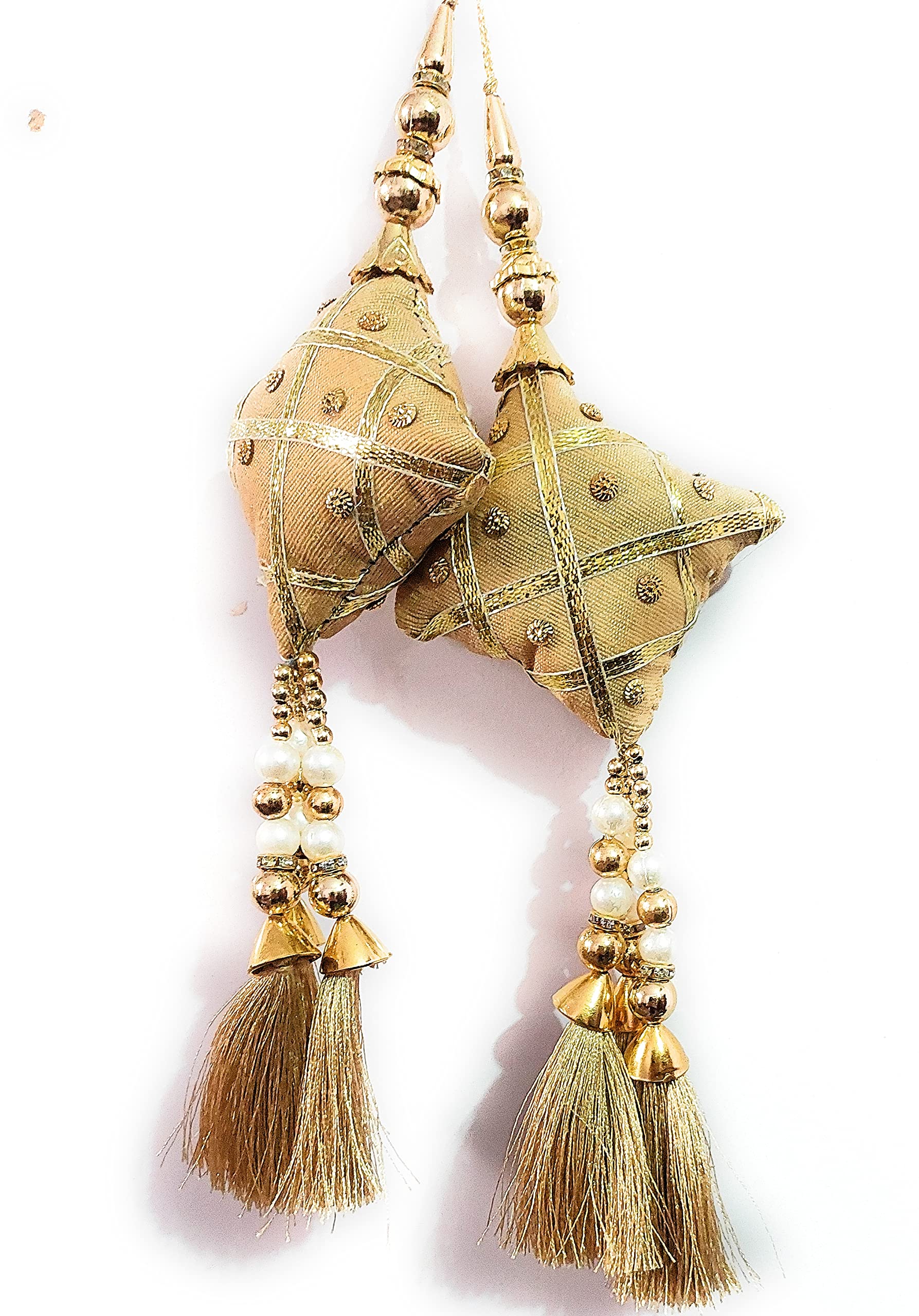 Libas Fashion Women's Plastic Hand Made Work Latkan for Ethnic 'Lehenga Hanging Tassel Golden Fabric and Gold Colours - Set of 2 1