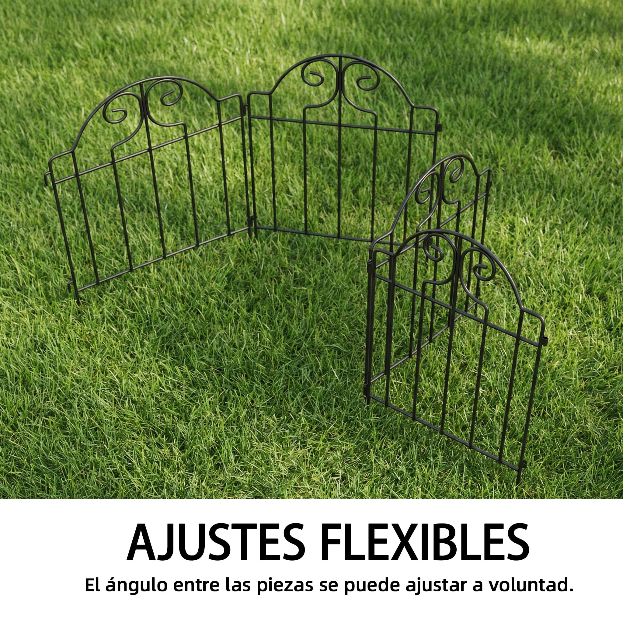 Outsunny Set de 4 Vallas de Jardín de Metal, 125x57 cm, Vallas de Jardín Exterior Decorativas con Diseño Arqueado, Resistente y Fácil de Instalar, para Huerto, Patio, Terraza, Césped, Negro
