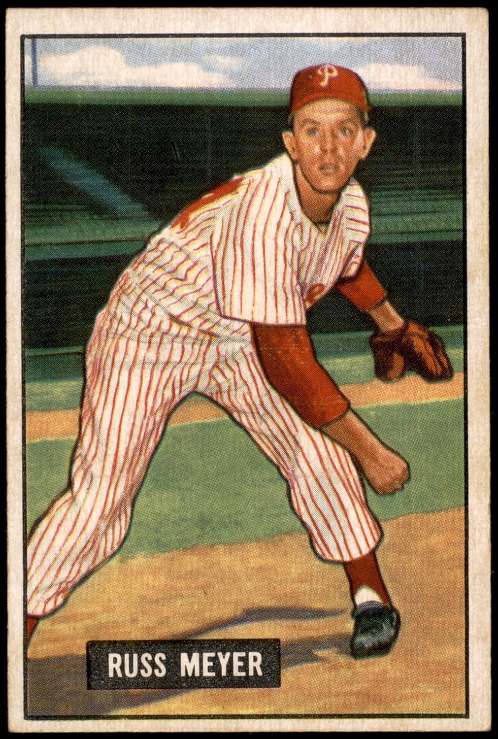 1951 Bowman #75 Russ Meyer Philadelphia Phillies (Baseball Card) EX Phillies