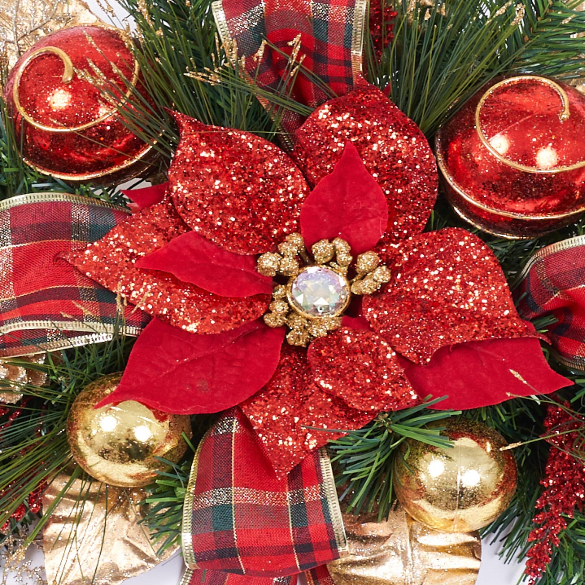 Handcrafted Premium Christmas Swag Red Poinsettia with Ring HOLIDAY TREE