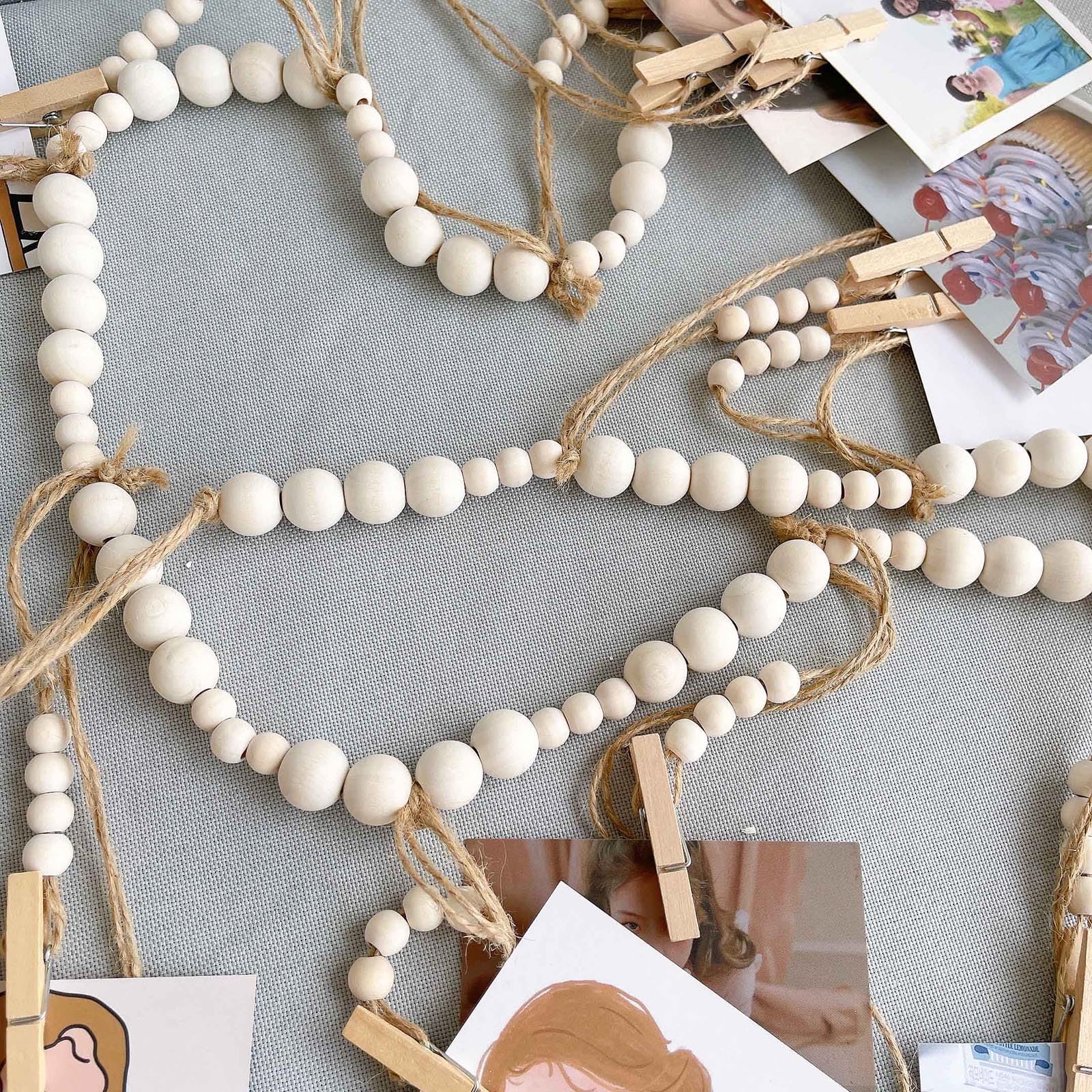 2x Hänge-Fotogirlande Mit Holzklammern – DIY Foto-Display Für Wand, Zimmer, Büro