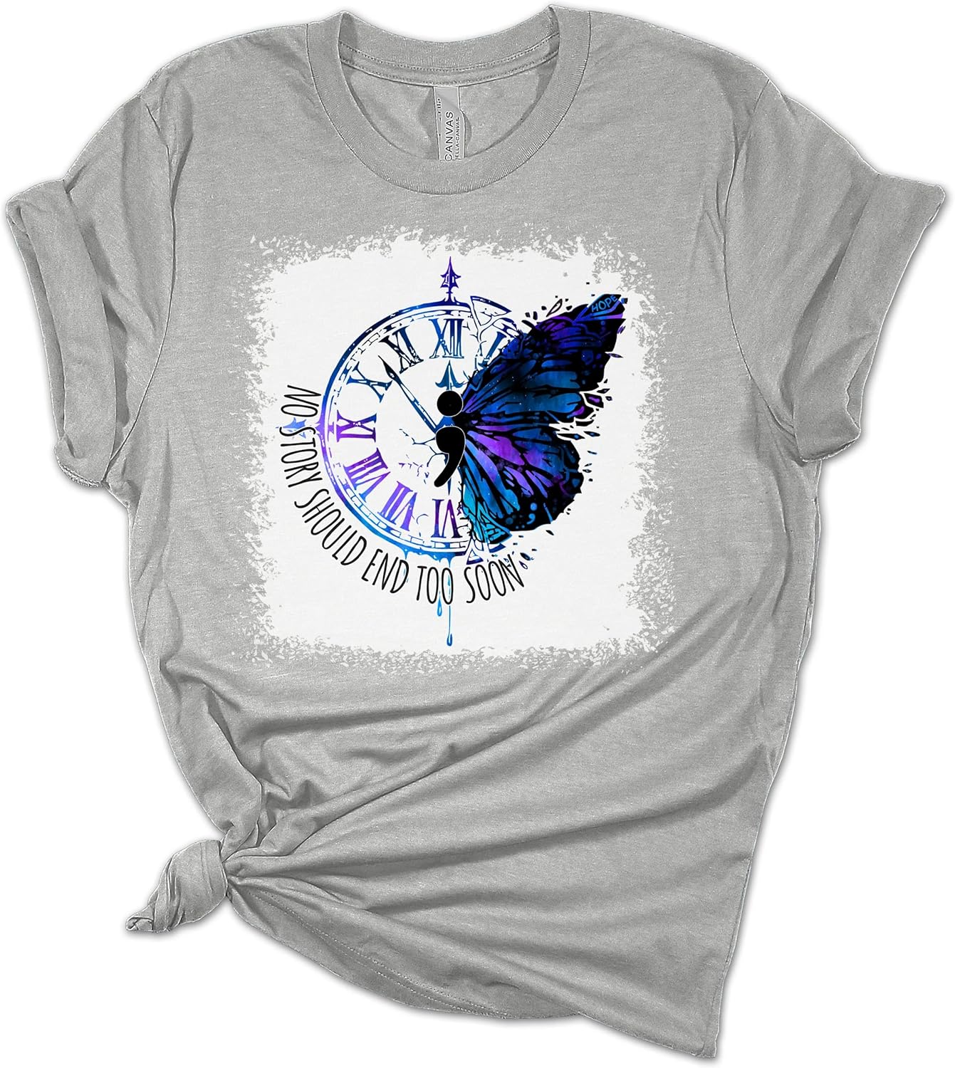 Suicide Prevention Shirt No Story Should End Mental Health Awareness Tshirt Butterfly Graphic Tees for Women