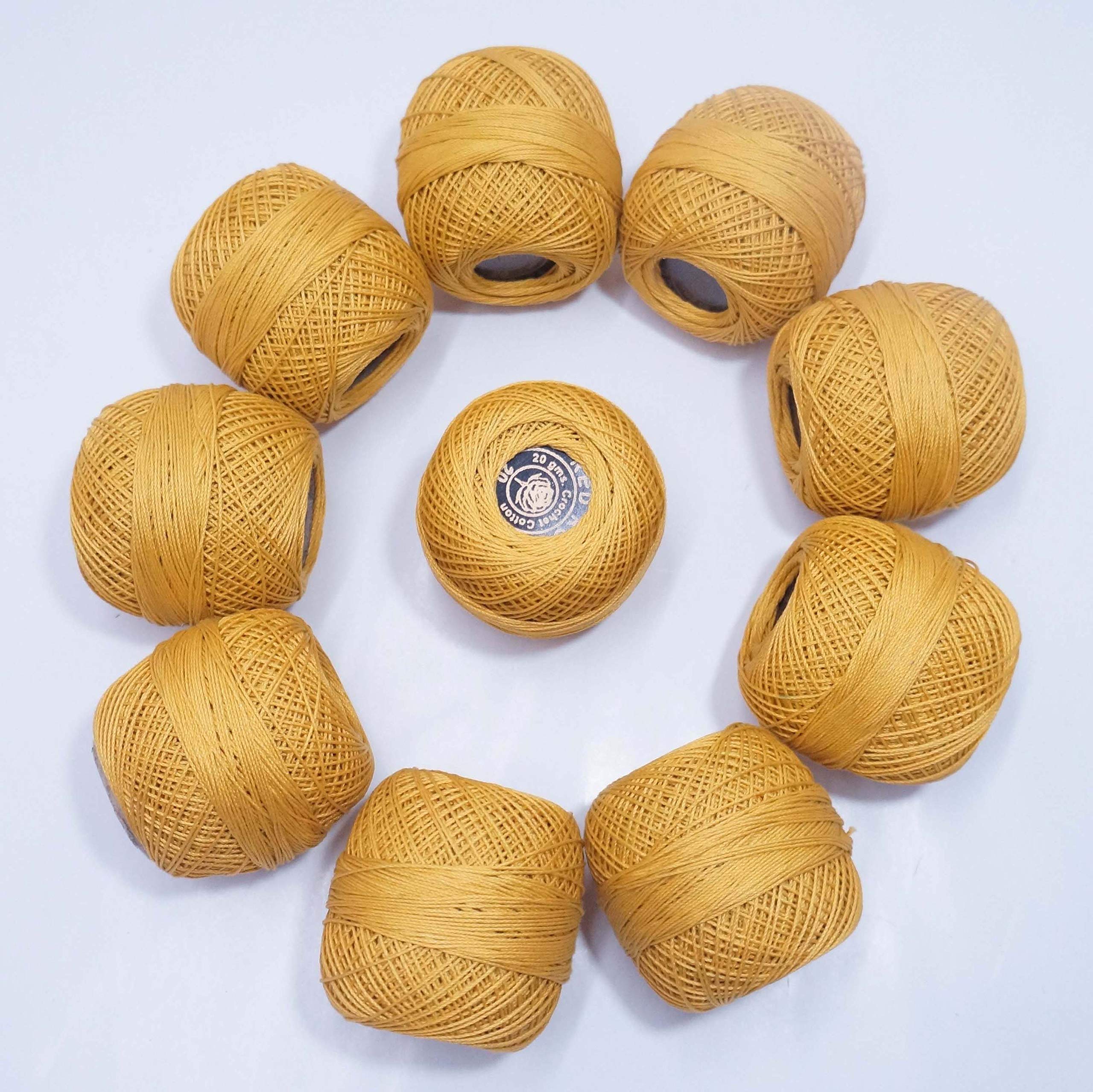 IFH Dacor 10 Pcs Pale Yellow Mercerized Cotton Crochet Thread Yarn Craft Knitting Tatting Skein