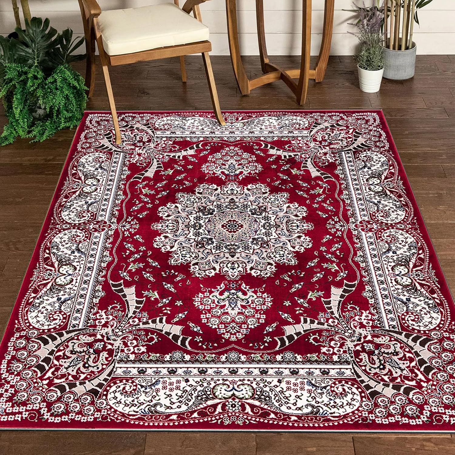 renoazul® Red Rugs For Living Room 160x230 cm - Washable Large Area Rug ...