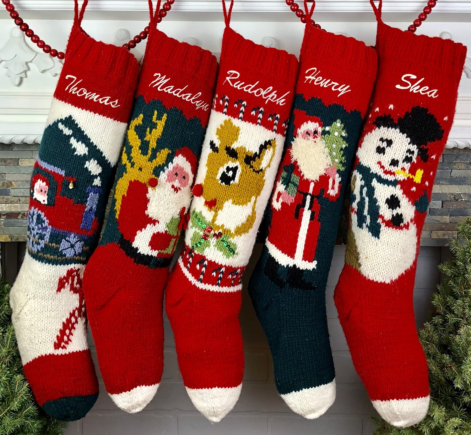 Christmas Stocking Personalized Hand Knit Frosty Snowman