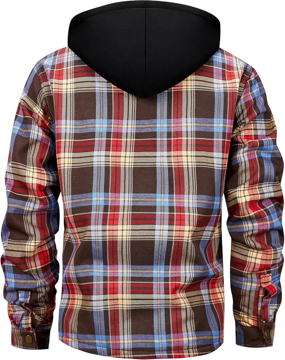 Men's Winter Fleece Warm Thick Plaid Jackets Heavyweight Cotton Hoodies Flannel Hooded Shirt Jacket