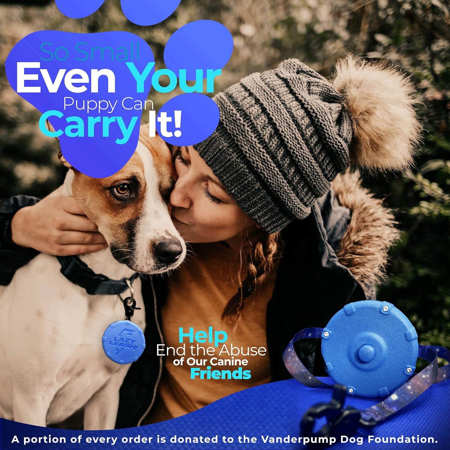 Galaxy Blue + Free Bonus Leash! Wearable Mini Adjustable Dog Leash for Hiking, Training & Adventure. Powerful Lightweight 36" Retractable Keychain Clip. Durable & Comfort Grip for Off Leash Walking.