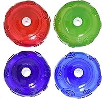 KONG Squeezz Medium Dog Balls 4-Pack - Assorted Colors with Protected Squeakers for Fetch Play