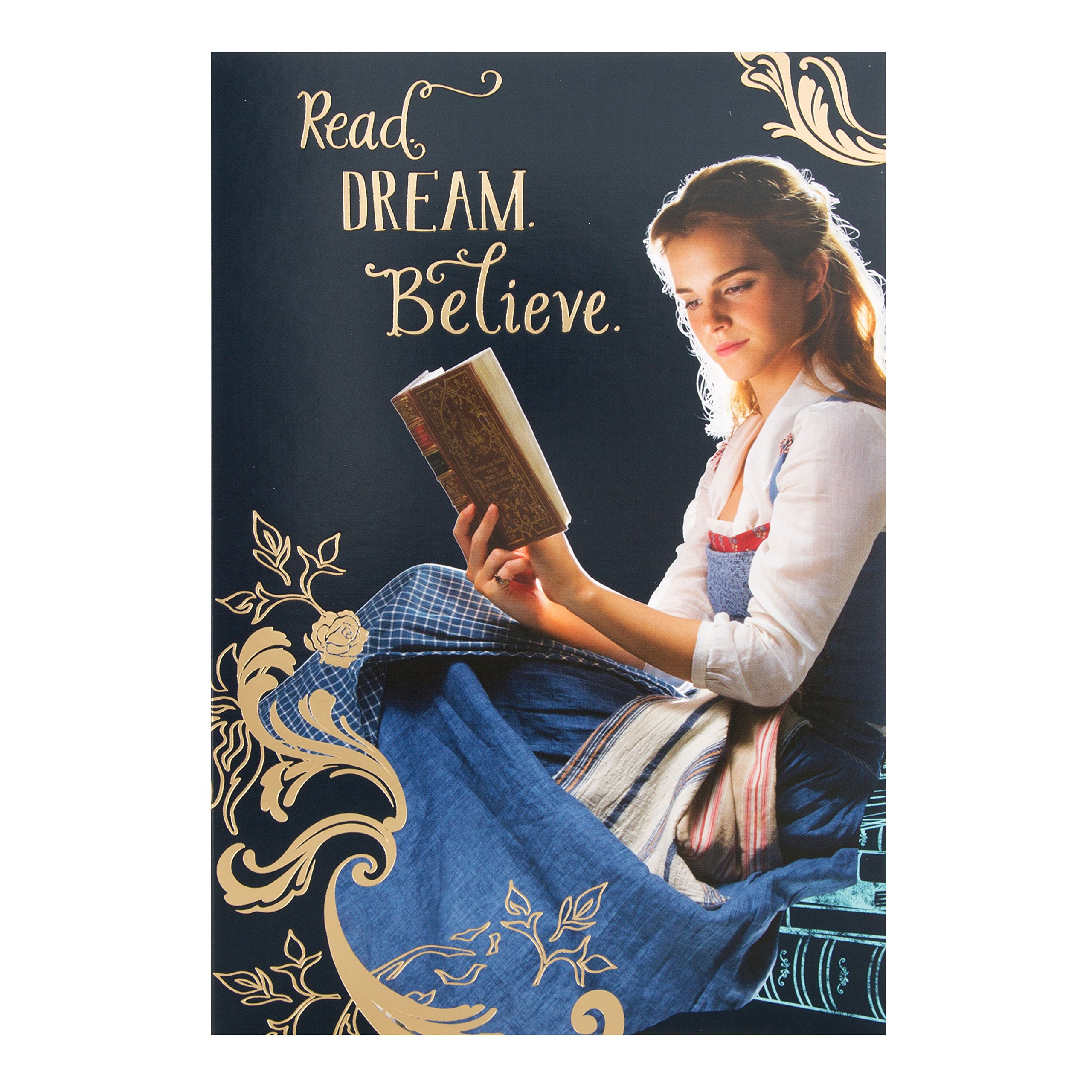 Hallmark Beauty and the Beast Birthday Card "Read Dream Believe" - Medium