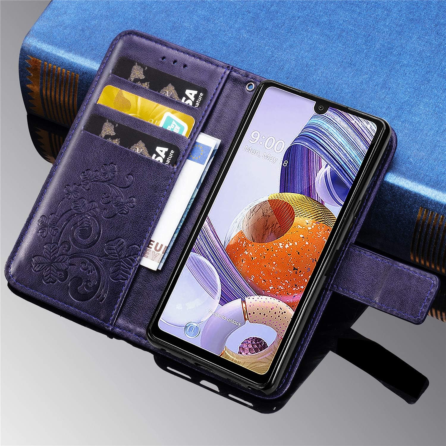 Supdigital for LG Stylo 6 Wallet Case, [Flower Embossed] Premium PU Leather Flip Protective Case Cover with Card Holder and Stand for LG Stylo 6 2020 Release (Purple)