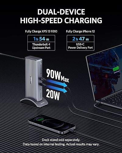 Miniatura 3 de Anker Apex 12 en 1, Thunderbolt 4 Dock, carga máxima de 90 W para laptop, suministro de energía de 20 W, pantalla individual 8K, pantalla triple 4K,