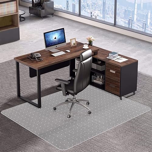 Miniatura 3 de Amyracel Tapete para silla de oficina extra grande para suelos alfombrados de pelo bajo, 45 x 53 pulgadas, tapete transparente para silla de hogar y