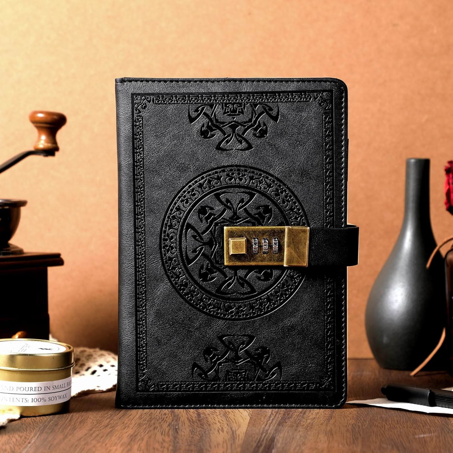 CAGIE Journal with Lock for Men and Women Refillable 290 Lined Pages Locked Journal with Pen, Diary with Lock 180 Lay Flat for Writing Travel Diary, 5.7'' X 8.3'', Black - Image 5