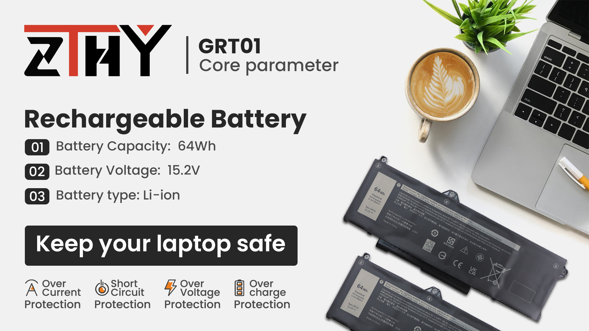 Amazon.com: ZTHY GRT01 64Wh 4-Cell Laptop Battery Compatible with