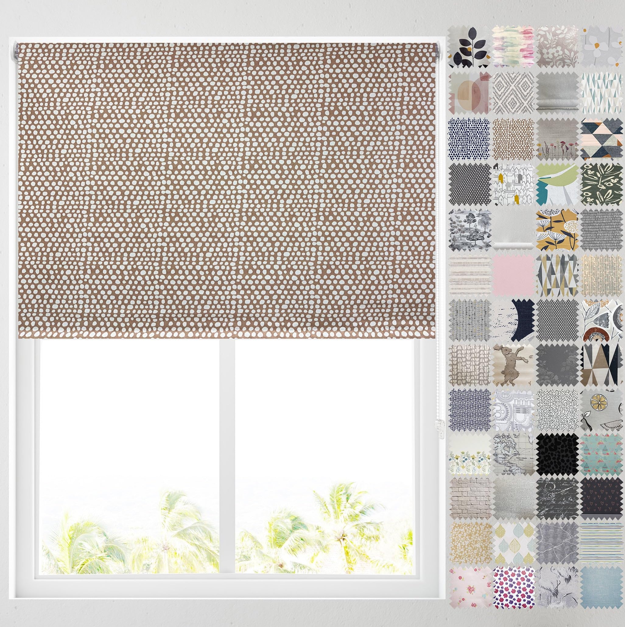 Barnes Blinds And Interiors Cobble Stones Ochre Barnes Blinds - Blackout Pattern Roller Blinds For Windows, Custom Cut To Size - Thermal Fabric Durable Fittings Easy Fit ( 91.5Cm)