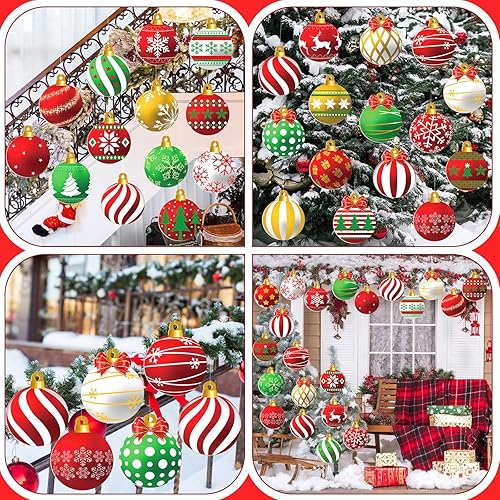 Miniatura 4 de Barydat 30 piezas de adornos grandes en forma de bola de Navidad de plástico con forma de bola de Navidad, adornos colgantes de Navidad para árbol,