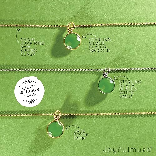 Miniatura 7 de Green Jade Necklace, Energy Healing Genuine Gemstone, Sterling Silver 925 18K Gold, Dainty Handmade Jewelry Gift for Women,18 inch long