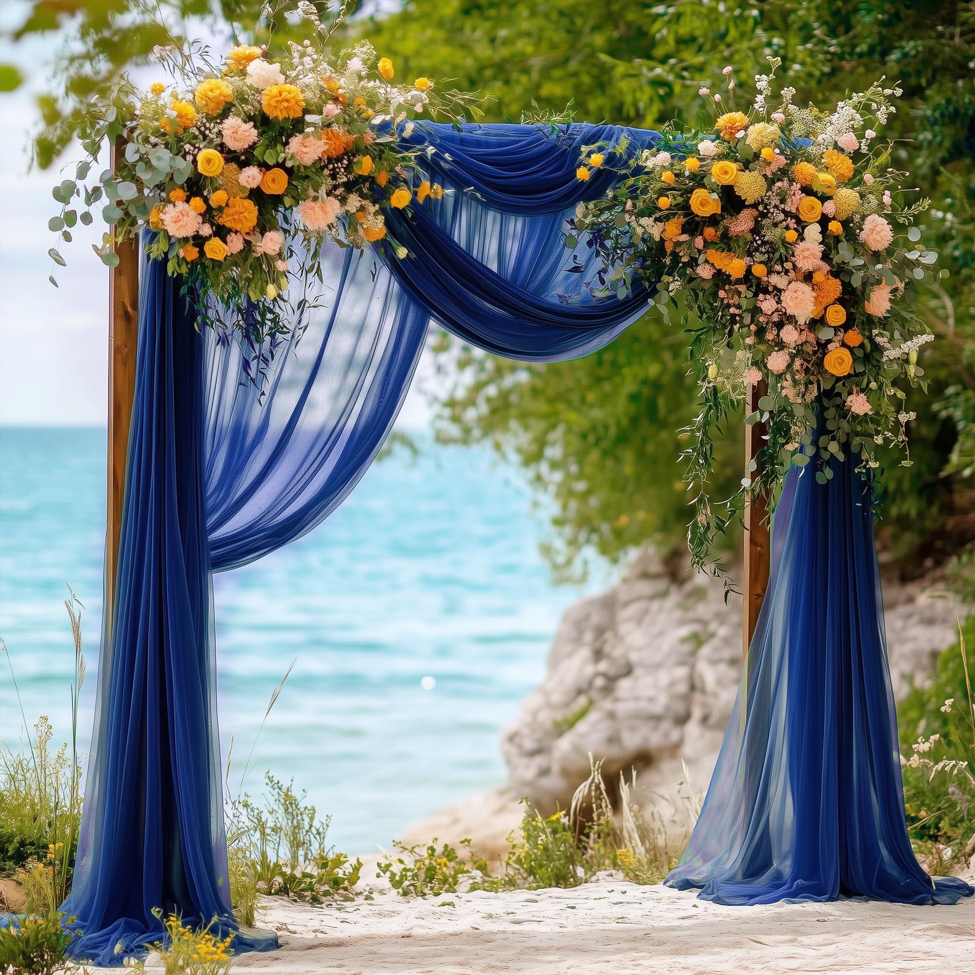 RYB HOME Sheer Curtains Scarf - Long Windows Valance for Living Room Home Decoration for Canopy Bed Ceremony Backdrop Outdoor Indoor Decor, 60 x 216