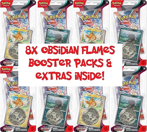 Miniatura 3 de Pokemon TCG Paquete de ampollas de llamas de obsidiana escarlata y violeta 03, 8 paquetes de refuerzo