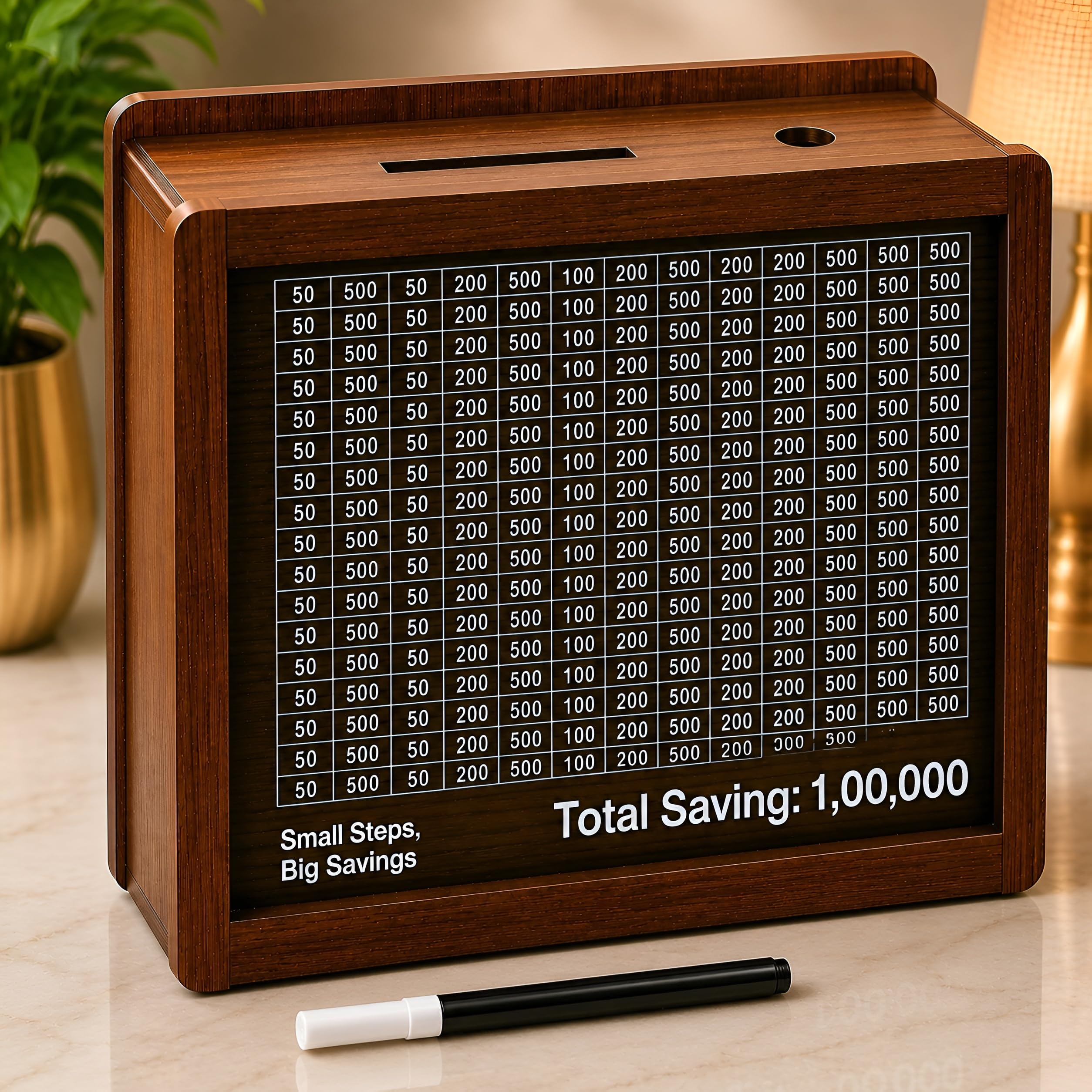 PulGos 1 Lakh Money Saving Box & Marker | Money Bank for 1,00,000 Challenge