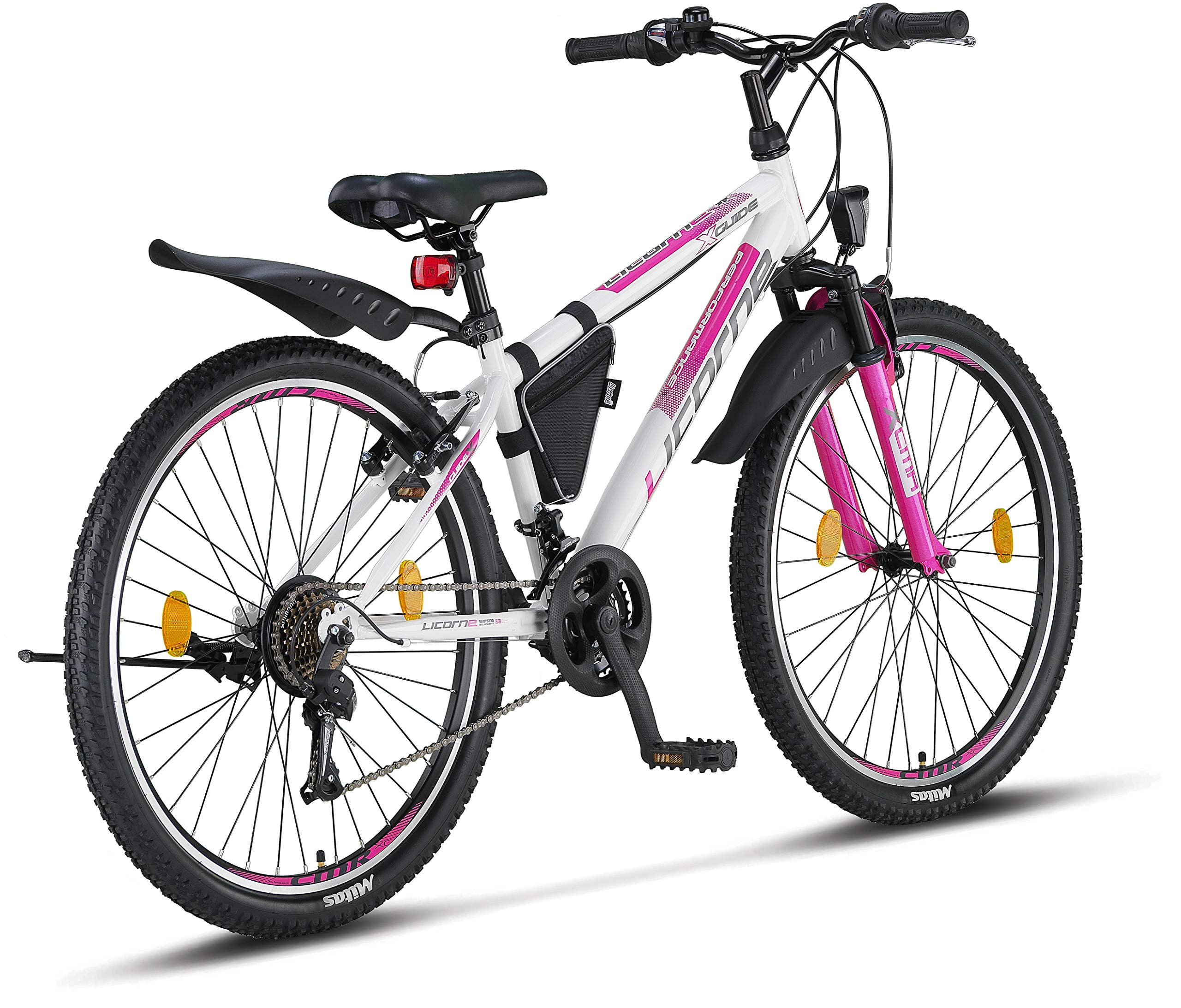 Licorne - Mountain bike per bambini, uomini e donne, con cambio Shimano a 21 marce