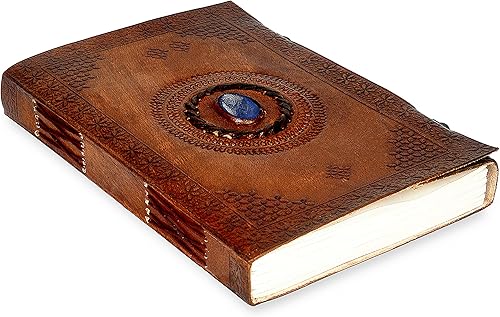 Miniatura 6 de Diario de viaje hecho a mano en relieve de cuero azul piedra sin forro diario diario con cierre