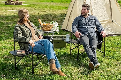 Miniatura 2 de SUNNYFEEL Silla de directores de campamento de gran tamaño, paquete de 2, sillas plegables portátiles para adultos resistentes con mesa auxiliar,