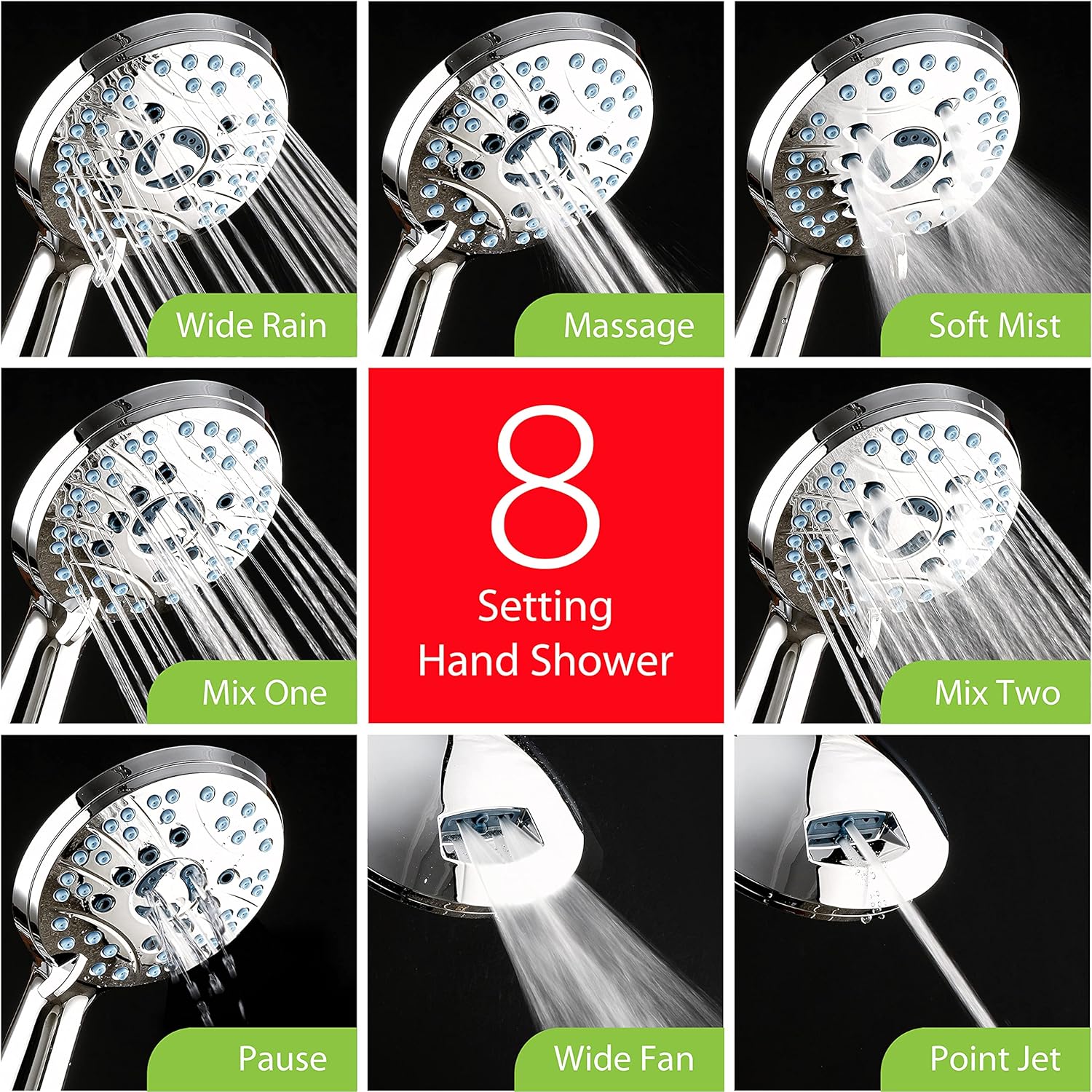 Chrome Dual Shower Head with Handheld and Rain Settings