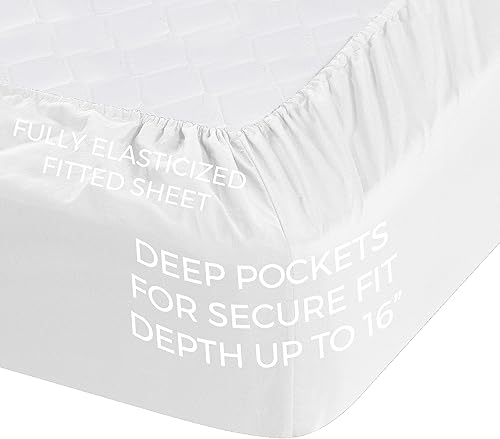 Miniatura 4 de Pure Bedding Sábanas – Juego de sábanas matrimonial [6 piezas, blancas] – Hotel Luxury 1800 microfibra cepillada – Suave y transpirable – Sábana