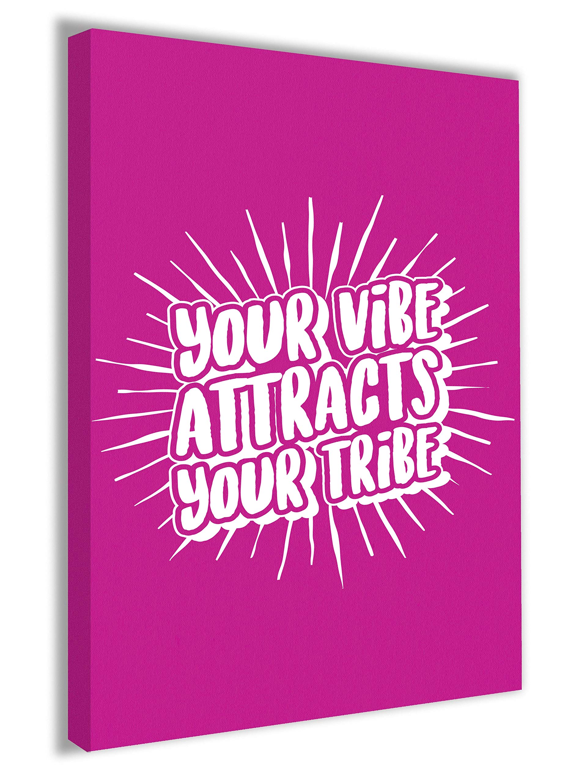 Hippowarehouse Your vibe attracts your tribe Printed Canvas 21cmx31cm Wall Art Design Classroom Gym Room Home Office Décor
