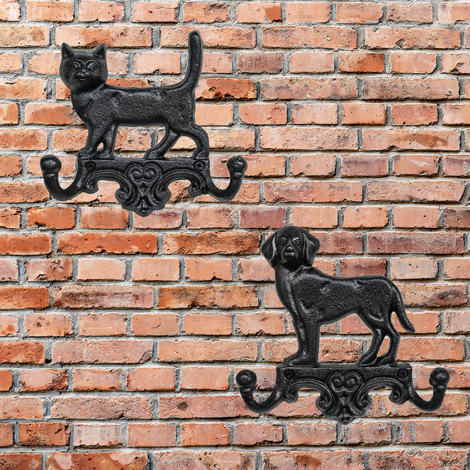 Gancio A Muro In Ghisa A Forma Di Cane – 2 Ganci – Per Esterno E Giardino – Regolabile - 2
