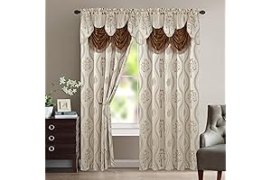 Elegant Comfort Luxurious Curtain Panel Set with Valance (Beige, 54" X 84...