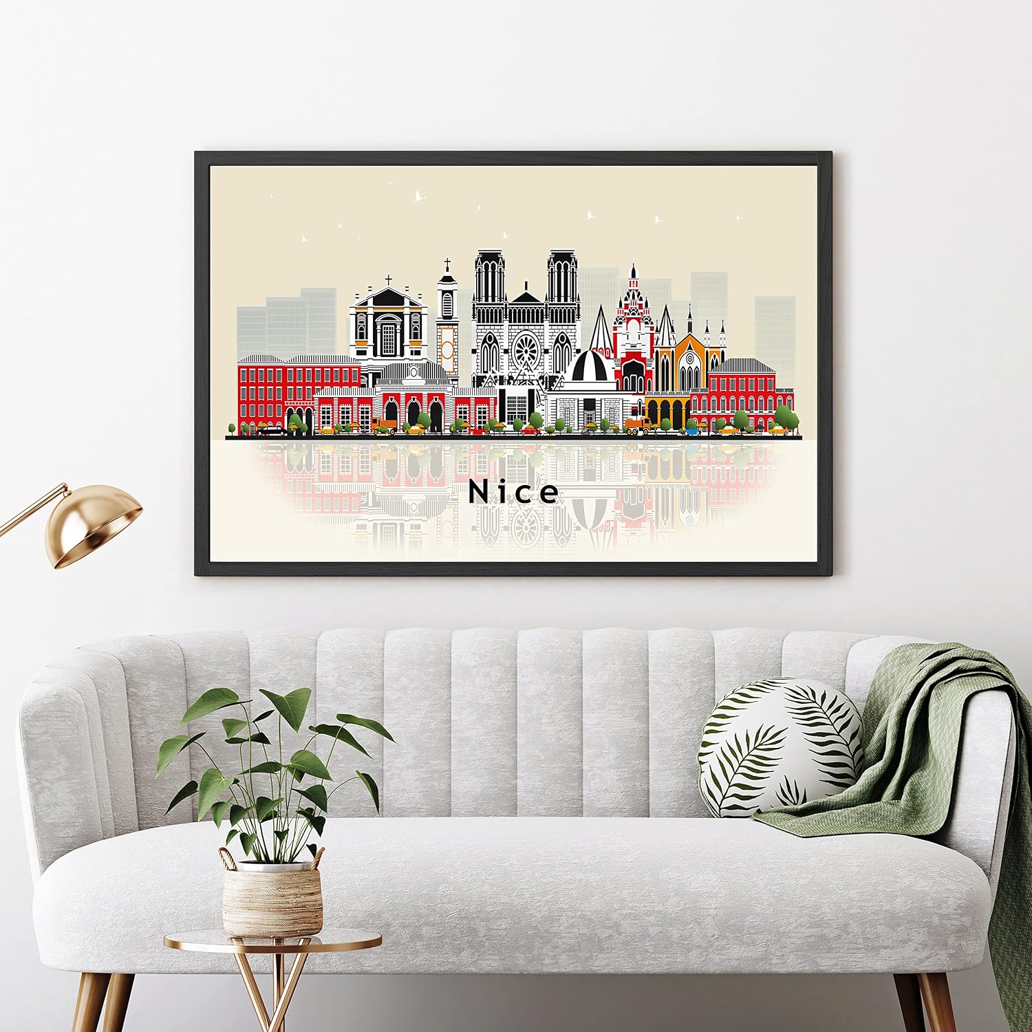 Pera Print NICE Poster, Nice France Illustration Skyline City Poster, Modern Skyline France Poster, Cityscape and Landmark Print, Home-Office Wall Art Decoration - 12x18 Inches