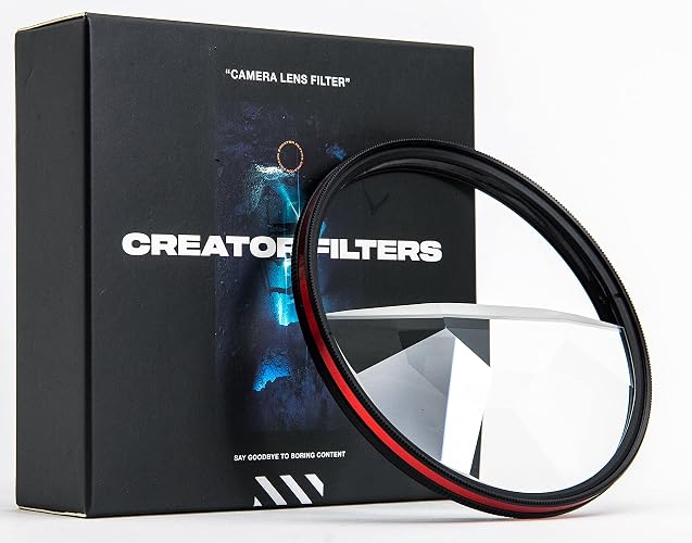 Creator FX Split Glass Prism Lens Filter | Half Kaleidoscope Filter for DSLR Cameras | Special Effects Rotating Glass | Fractal Filter to Refract Multiple Images (Fits 82mm, 77mm, 72mm, 67mm Ø) - Split Half Prism FX