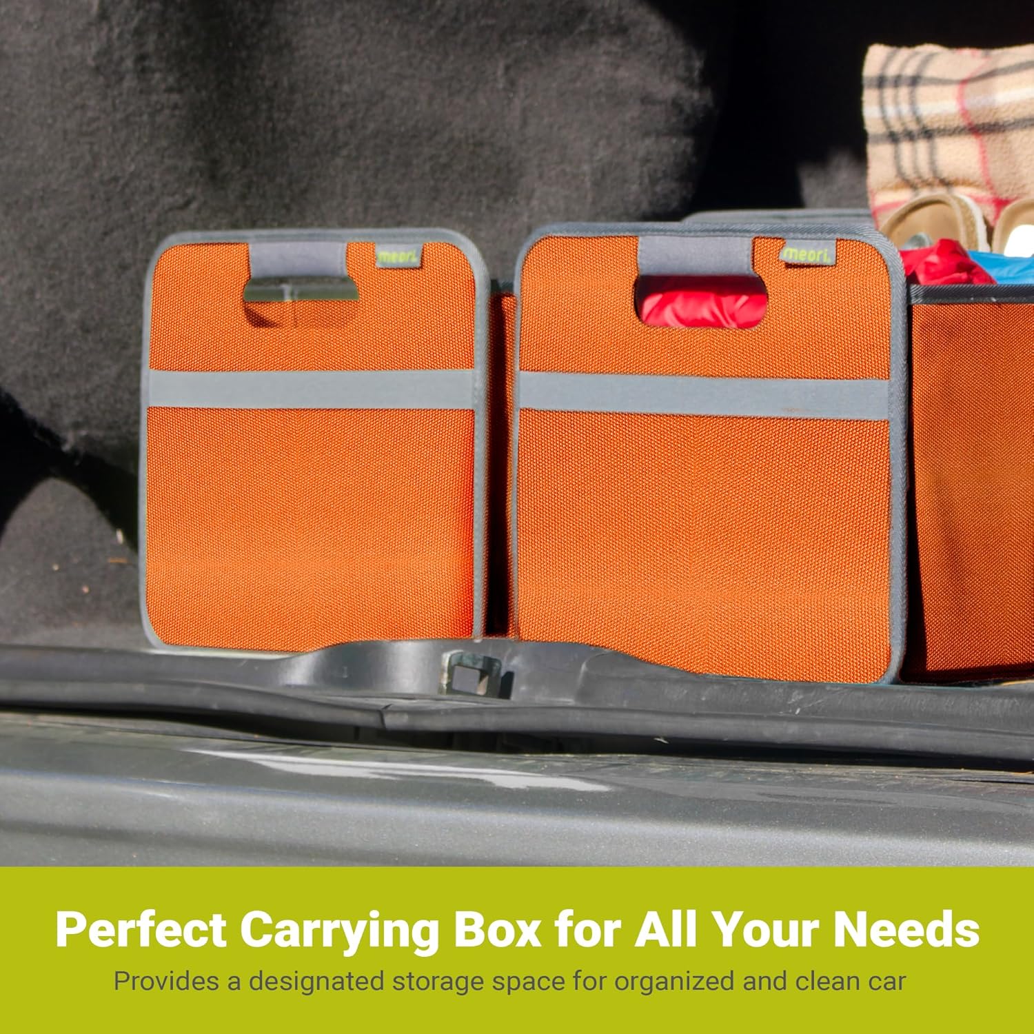 meori A100022 Foldable Box Classic Large Tangerine Orange Collapsible Organize Storage Carry Moving Collection Laundry Toys Records Books