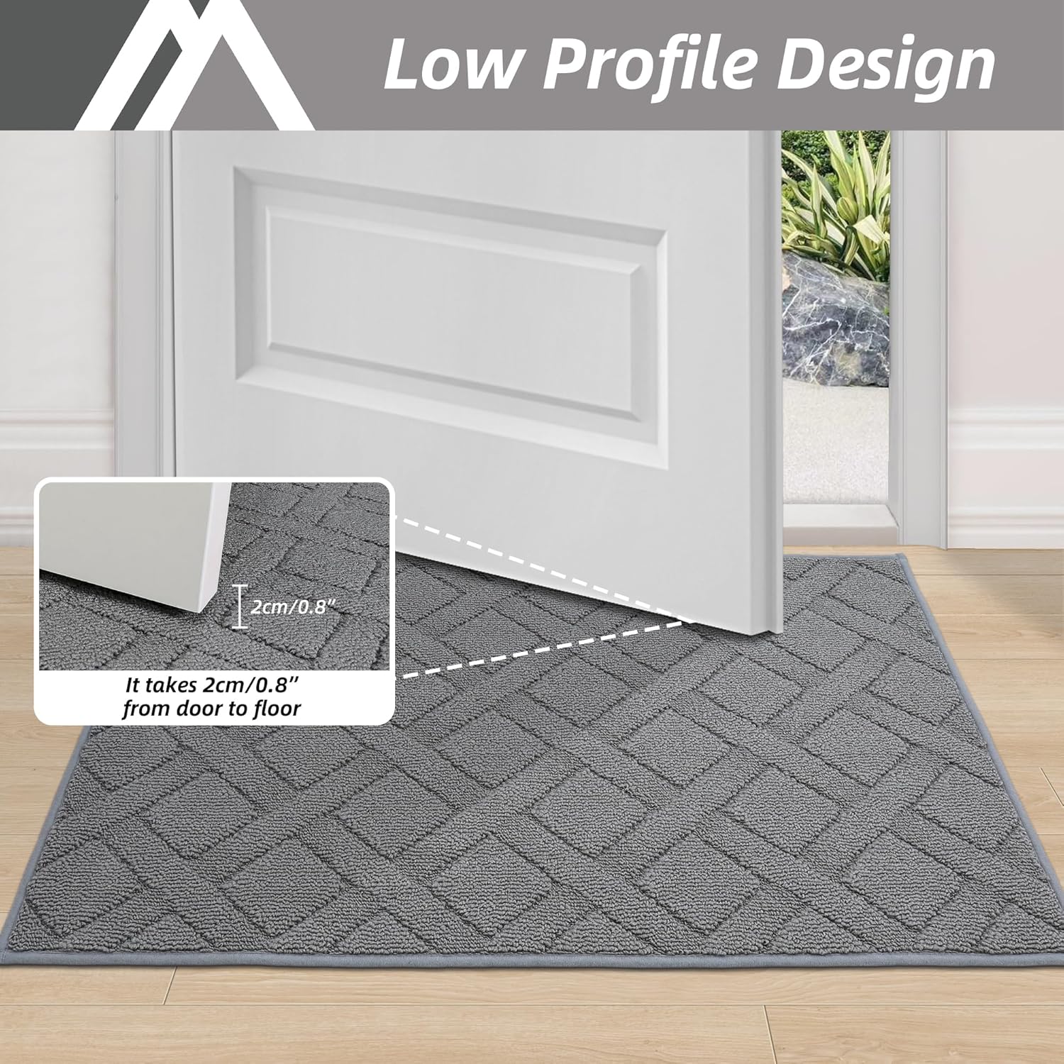 COSY HOMEER Door Mat Indoor Entrance, Non-Slip Absorbent Doormat for Front Door, Low-Profile Entryway Mat for Dirty Paws, Washable Dirt Trapper Mats (24"x36", Grey)