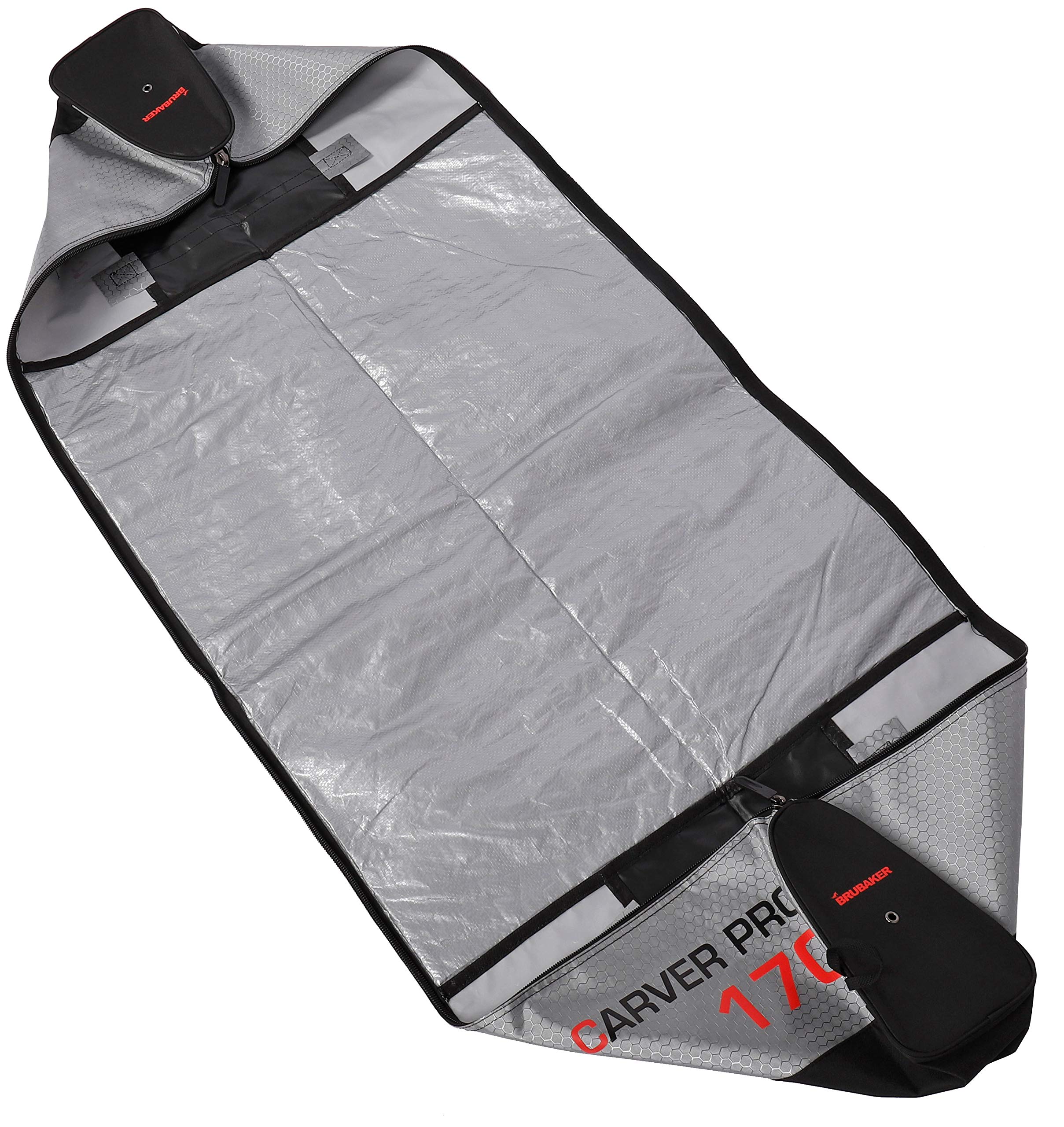 BRUBAKER Housse à Skis Sac à Chaussures de Ski CarverTec Pro 1 Paire Skis Bâtons Chaussures Casque Argenté Rouge